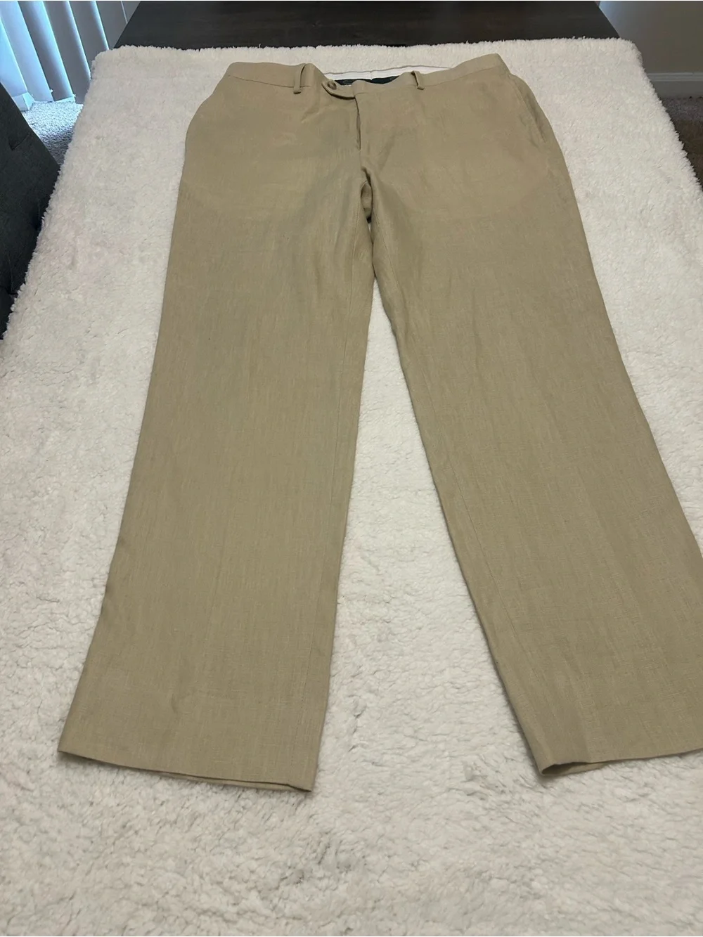 Pronto Uomo Beige Linen Dress Chinos - Straight Leg